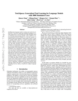 ToolAlpaca: Generalized Tool Learning for Language Models with 3000
  Simulated Cases