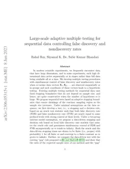 Large-scale adaptive multiple testing for sequential data controlling
  false discovery and nondiscovery rates
