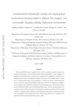 A framework for dynamically training and adapting deep reinforcement
  learning models to different, low-compute, and continuously changing
  radiology deployment environments