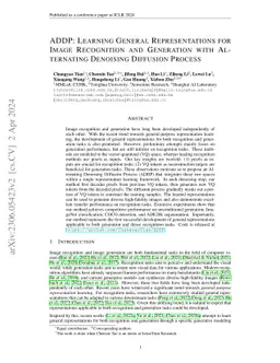 ADDP: Learning General Representations for Image Recognition and
  Generation with Alternating Denoising Diffusion Process