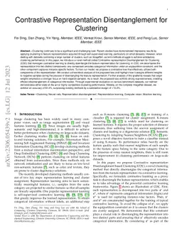 Contrastive Representation Disentanglement for Clustering
