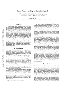 Latent Phrase Matching for Dysarthric Speech