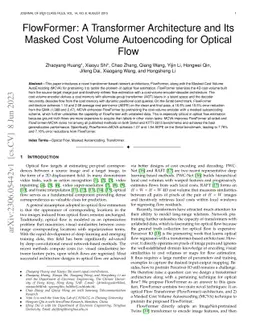 FlowFormer: A Transformer Architecture and Its Masked Cost Volume
  Autoencoding for Optical Flow