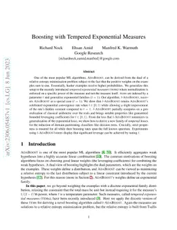 Boosting with Tempered Exponential Measures