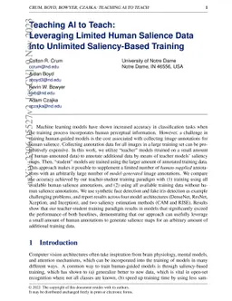 Teaching AI to Teach: Leveraging Limited Human Salience Data Into
  Unlimited Saliency-Based Training
