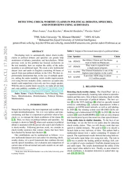 Detecting Check-Worthy Claims in Political Debates, Speeches, and
  Interviews Using Audio Data