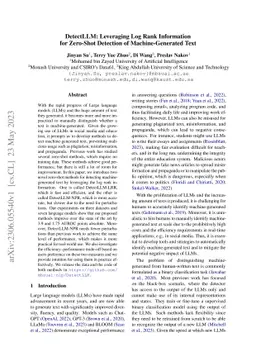 DetectLLM: Leveraging Log Rank Information for Zero-Shot Detection of
  Machine-Generated Text