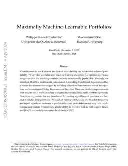 Maximally Machine-Learnable Portfolios