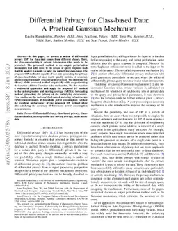 Differential Privacy for Class-based Data: A Practical Gaussian
  Mechanism