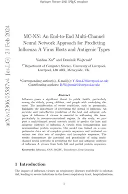 MC-NN: An End-to-End Multi-Channel Neural Network Approach for
  Predicting Influenza A Virus Hosts and Antigenic Types