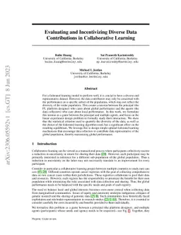 Evaluating and Incentivizing Diverse Data Contributions in Collaborative
  Learning