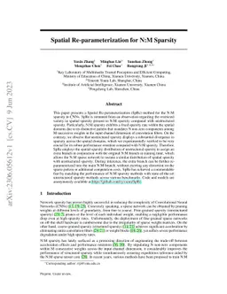 Spatial Re-parameterization for N:M Sparsity