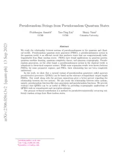 Pseudorandom Strings from Pseudorandom Quantum States