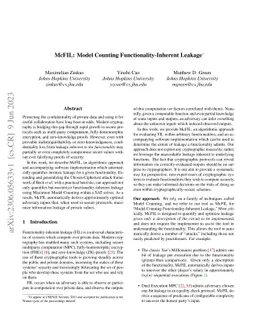 McFIL: Model Counting Functionality-Inherent Leakage