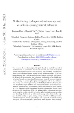 Spike timing reshapes robustness against attacks in spiking neural
  networks