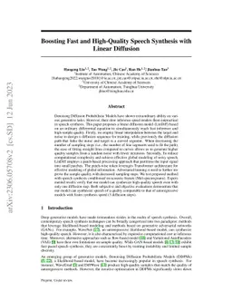 Boosting Fast and High-Quality Speech Synthesis with Linear Diffusion