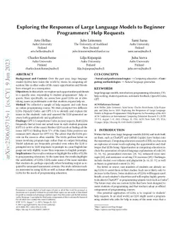Exploring the Responses of Large Language Models to Beginner
  Programmers' Help Requests