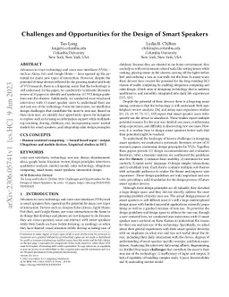 Challenges and Opportunities for the Design of Smart Speakers