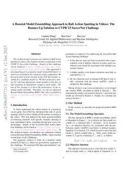 A Boosted Model Ensembling Approach to Ball Action Spotting in Videos:
  The Runner-Up Solution to CVPR'23 SoccerNet Challenge