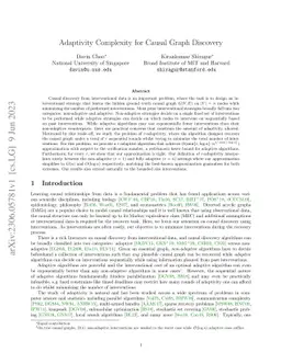 Adaptivity Complexity for Causal Graph Discovery