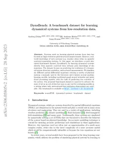 DynaBench: A benchmark dataset for learning dynamical systems from
  low-resolution data