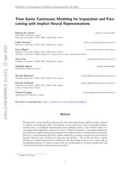 Time Series Continuous Modeling for Imputation and Forecasting with
  Implicit Neural Representations