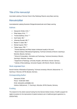 Automated Labeling of German Chest X-Ray Radiology Reports using Deep
  Learning