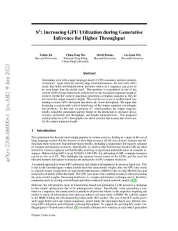 S$^{3}$: Increasing GPU Utilization during Generative Inference for
  Higher Throughput
