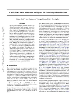 RANS-PINN based Simulation Surrogates for Predicting Turbulent Flows