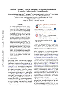 Assisting Language Learners: Automated Trans-Lingual Definition
  Generation via Contrastive Prompt Learning