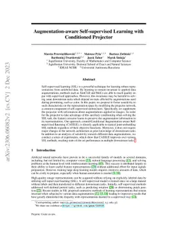 Augmentation-aware Self-supervised Learning with Conditioned Projector
