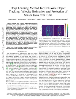 Deep Learning Method for Cell-Wise Object Tracking, Velocity Estimation
  and Projection of Sensor Data over Time