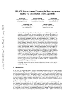 iPLAN: Intent-Aware Planning in Heterogeneous Traffic via Distributed
  Multi-Agent Reinforcement Learning