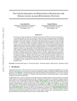 Vector Summaries of Persistence Diagrams for Permutation-based
  Hypothesis Testing
