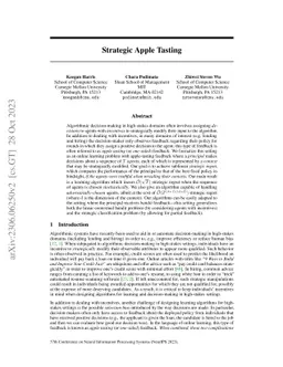 Strategic Apple Tasting