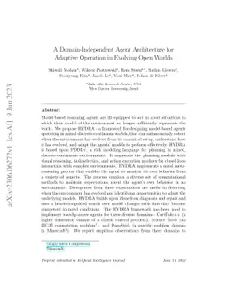 A Domain-Independent Agent Architecture for Adaptive Operation in
  Evolving Open Worlds