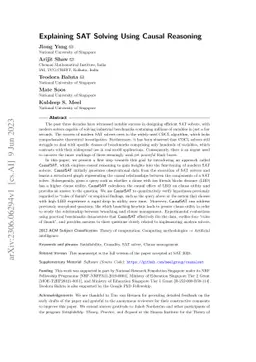 Explaining SAT Solving Using Causal Reasoning