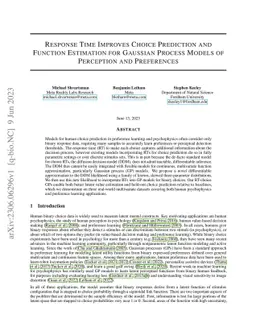 Response Time Improves Choice Prediction and Function Estimation for
  Gaussian Process Models of Perception and Preferences