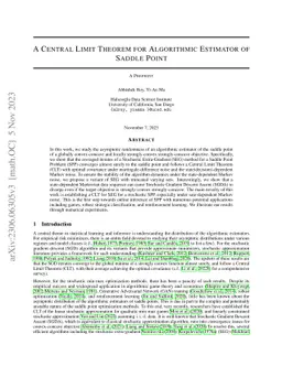 A Central Limit Theorem for Algorithmic Estimator of Saddle Point