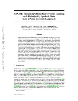 HIPODE: Enhancing Offline Reinforcement Learning with High-Quality
  Synthetic Data from a Policy-Decoupled Approach