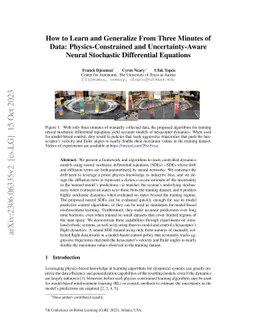 How to Learn and Generalize From Three Minutes of Data:
  Physics-Constrained and Uncertainty-Aware Neural Stochastic Differential
  Equations