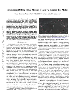 Autonomous Drifting with 3 Minutes of Data via Learned Tire Models