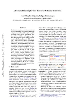 Adversarial Training For Low-Resource Disfluency Correction