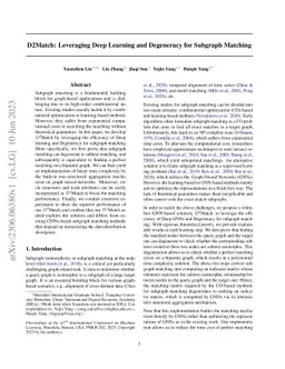 D2Match: Leveraging Deep Learning and Degeneracy for Subgraph Matching