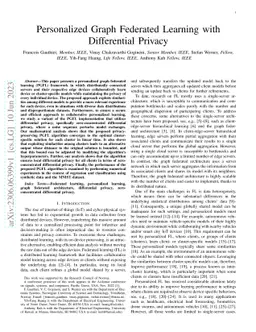 Personalized Graph Federated Learning with Differential Privacy