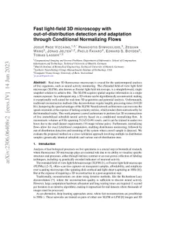 Fast light-field 3D microscopy with out-of-distribution detection and
  adaptation through Conditional Normalizing Flows