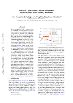 OpenSR: Open-Modality Speech Recognition via Maintaining Multi-Modality
  Alignment
