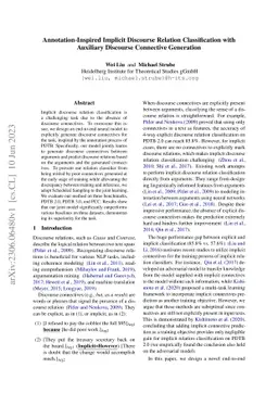 Annotation-Inspired Implicit Discourse Relation Classification with
  Auxiliary Discourse Connective Generation