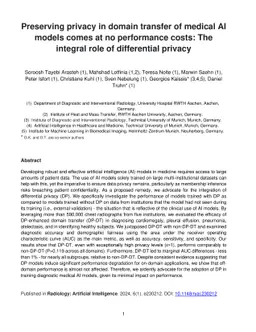 Preserving privacy in domain transfer of medical AI models comes at no
  performance costs: The integral role of differential privacy