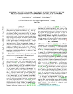 Vocoder-Free Non-Parallel Conversion of Whispered Speech With Masked Cycle-Consistent Generative Adversarial Networks